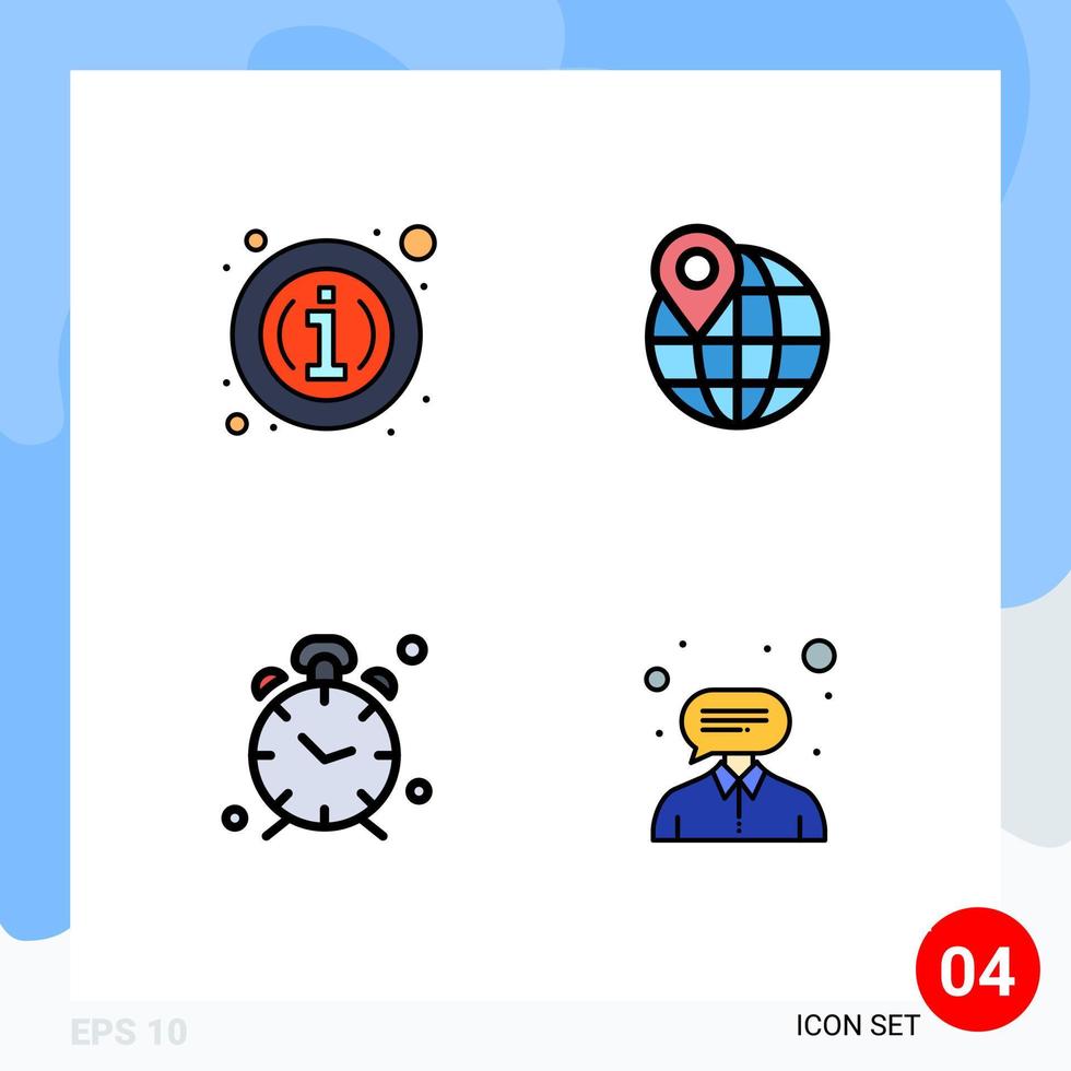 satz von 4 modernen ui symbolen symbole zeichen für über uhr informationen pin alarm bearbeitbare vektordesignelemente vektor
