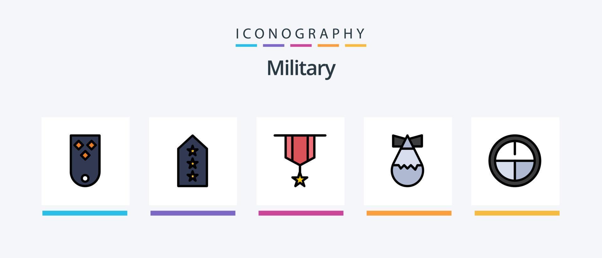 Military Line gefüllt 5 Icon Pack einschließlich Plain. Insignien. Schild. Dekoration. Militär. kreatives Symboldesign vektor