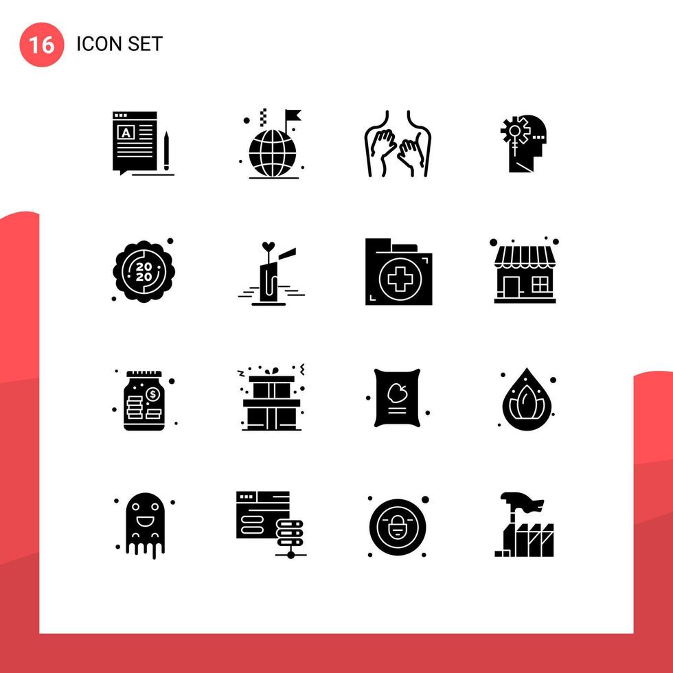 satz von 16 modernen ui-symbolen symbole zeichen für information kritische flaggenanalytik spa editierbare vektordesignelemente vektor