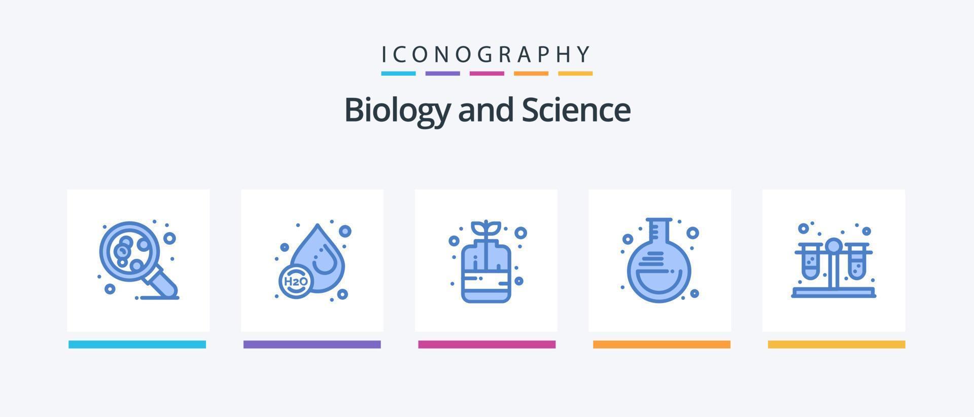 biologi blå 5 ikon packa Inklusive testa. labb. flaska. burk. experimentera. kreativ ikoner design vektor