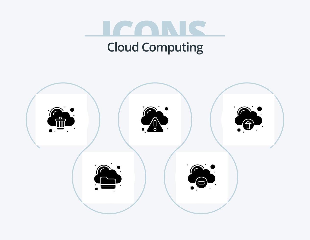 moln datoranvändning glyf ikon packa 5 ikon design. ladda upp. moln. varning. moln vektor