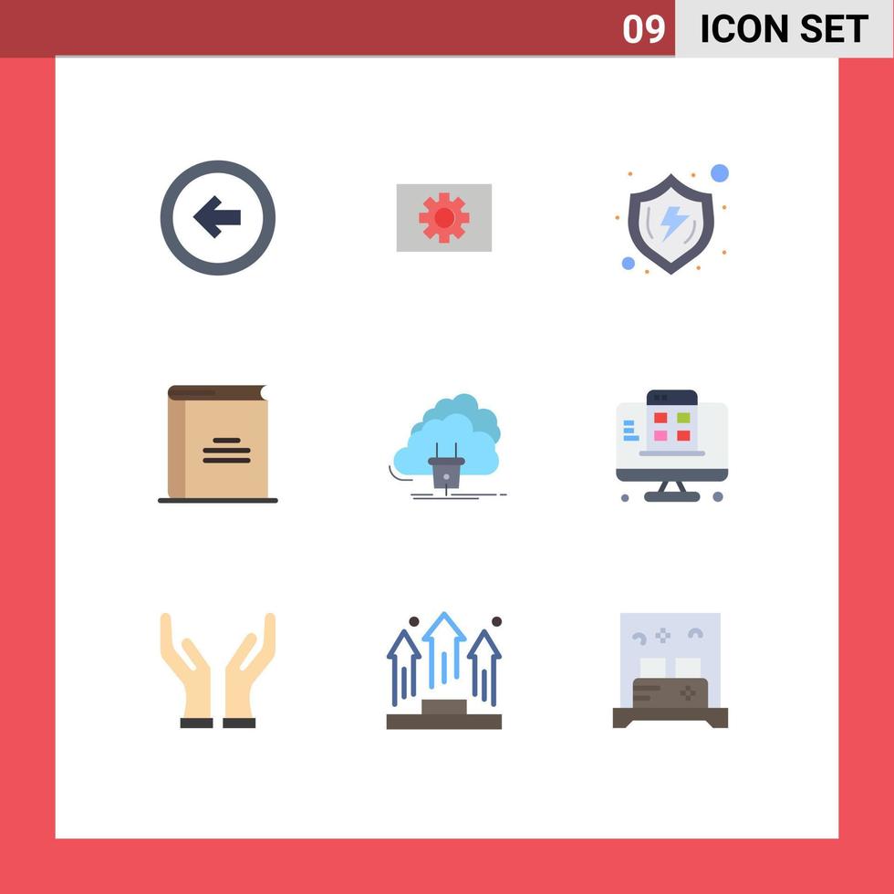 universell ikon symboler grupp av 9 modern platt färger av öppen bok utbildning redskap bok skydda redigerbar vektor design element