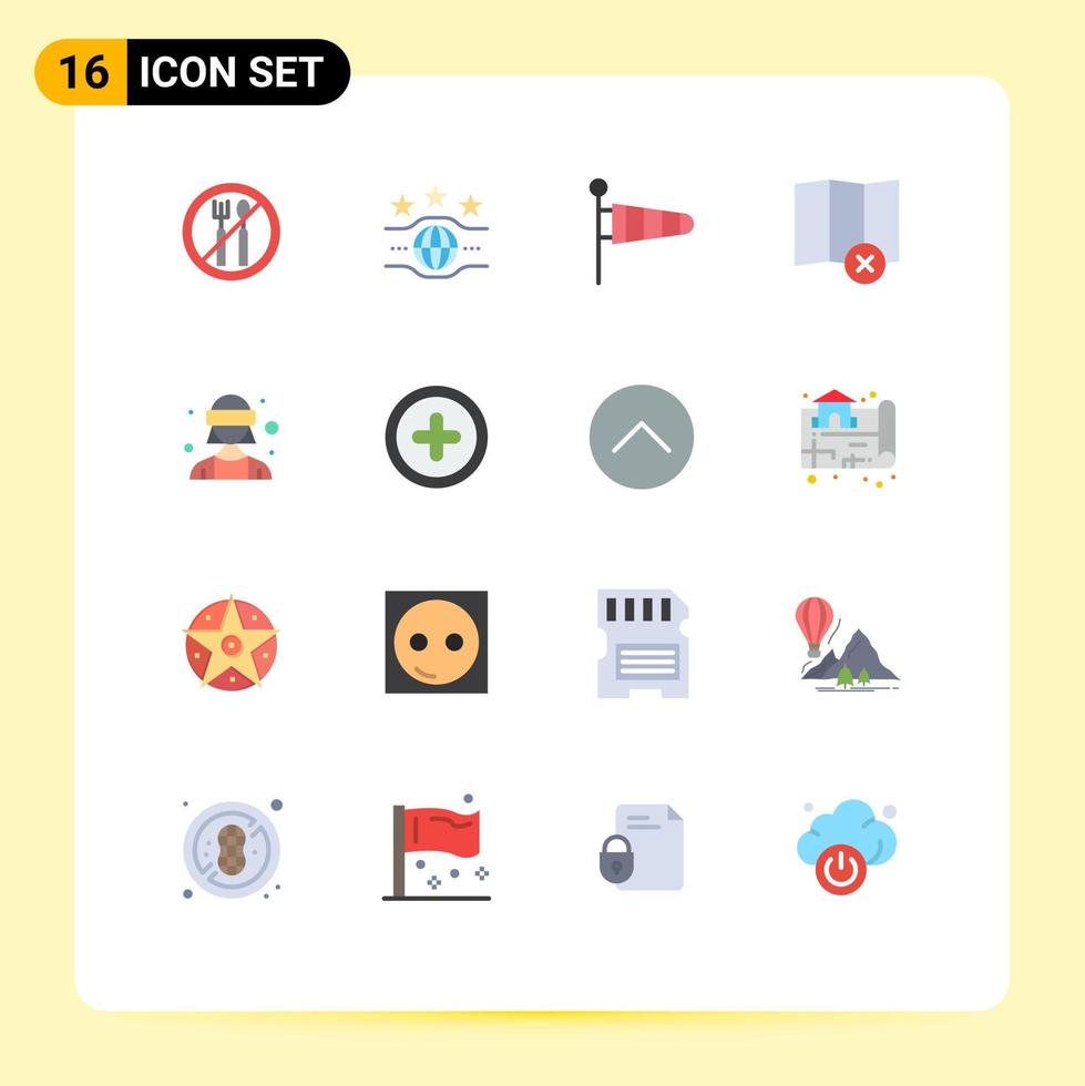 16 universell platt färger uppsättning för webb och mobil tillämpningar vr glasögon kvinna avatar fallskärm avatar radera redigerbar packa av kreativ vektor design element