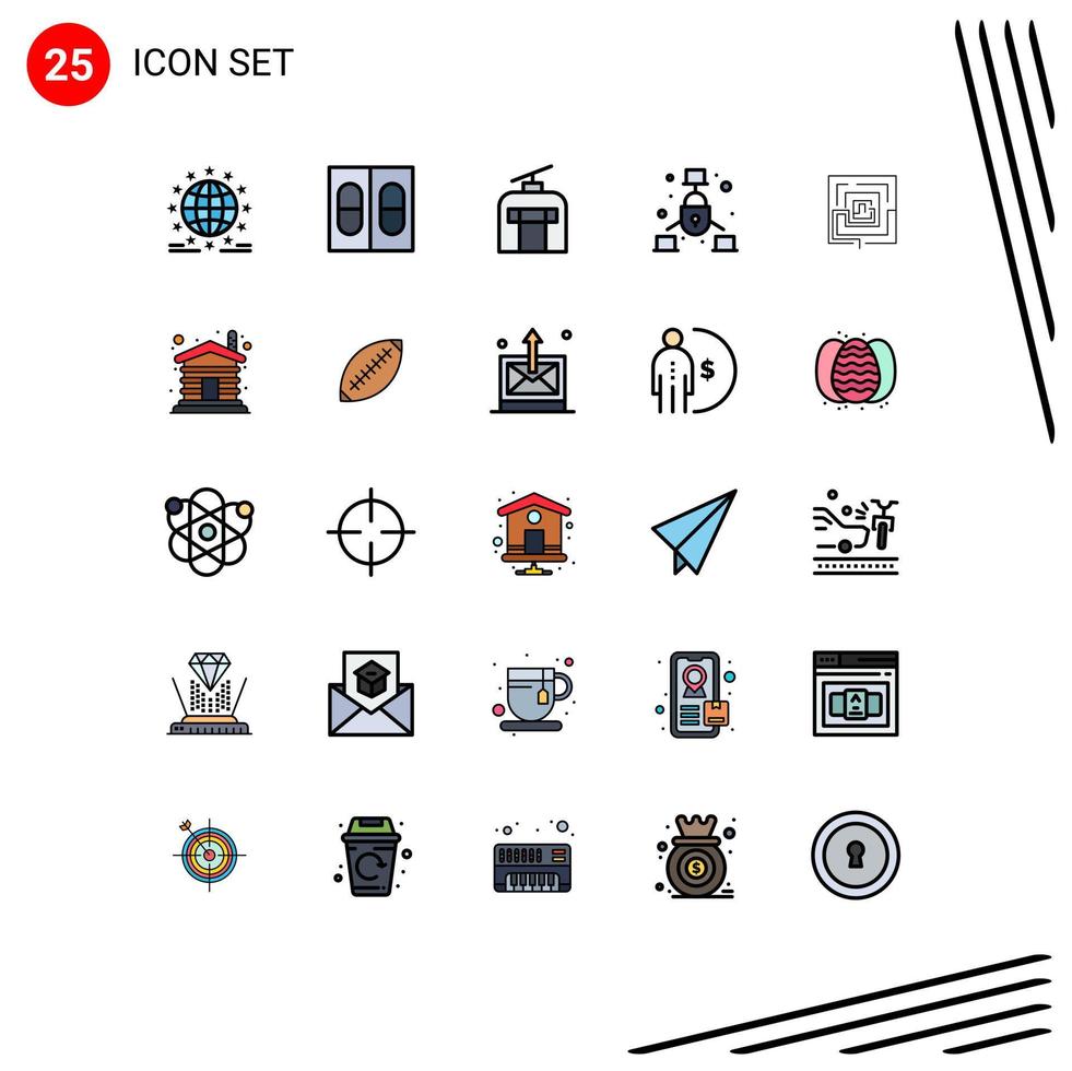 25 kreative Symbole moderne Zeichen und Symbole der Idee Sicherheit Gondelnetz Kommunikation editierbare Vektordesign-Elemente vektor
