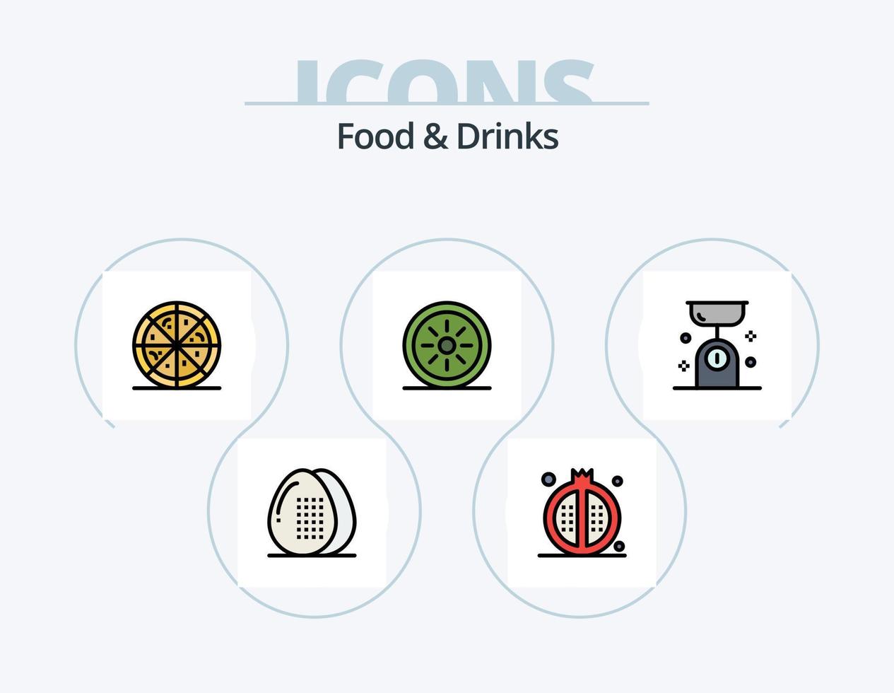 mit Speisen und Getränken gefülltes Icon-Pack 5-Icon-Design. Kochen. Lebensmittel. Lebensmittel. Getränke. Plätzchen vektor