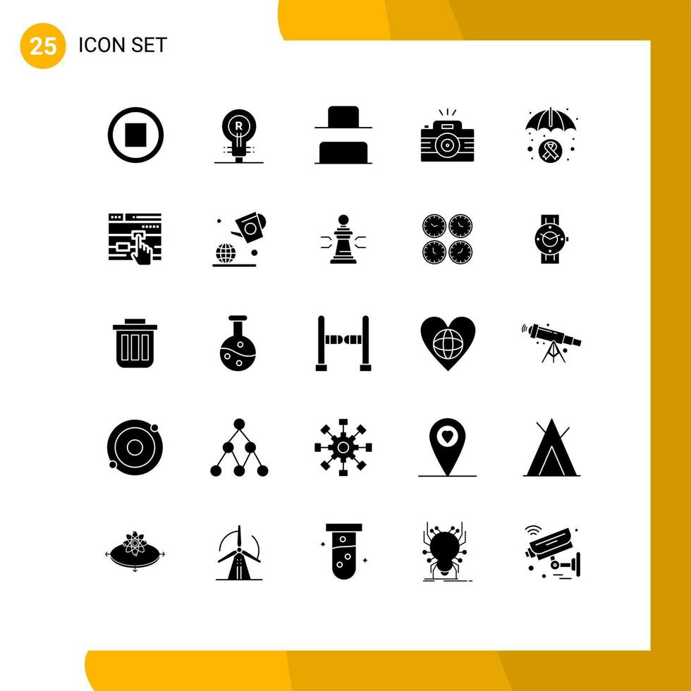 Satz von 25 modernen ui-Symbolen Symbole Zeichen für Versicherung Bild unten Bild Fotografie editierbare Vektor-Design-Elemente vektor