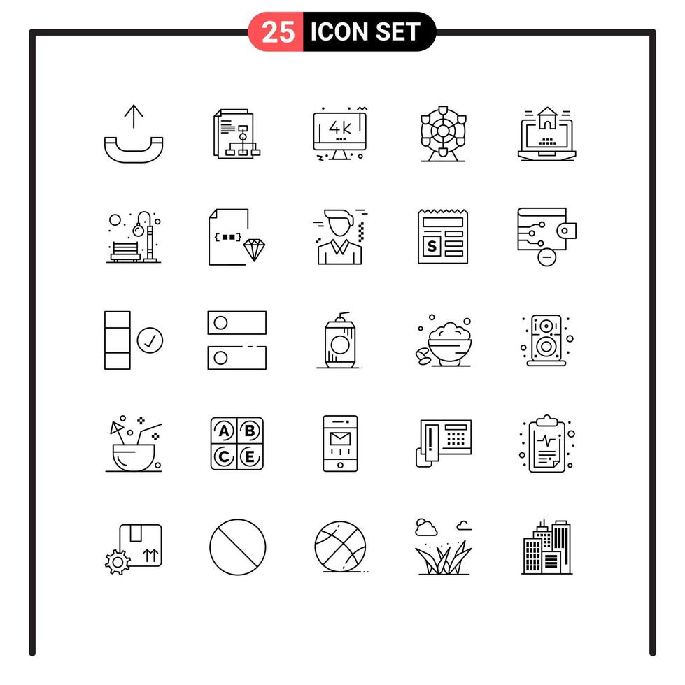 modern uppsättning av 25 rader pictograph av egendom Hem skärm bärbar dator parkera redigerbar vektor design element