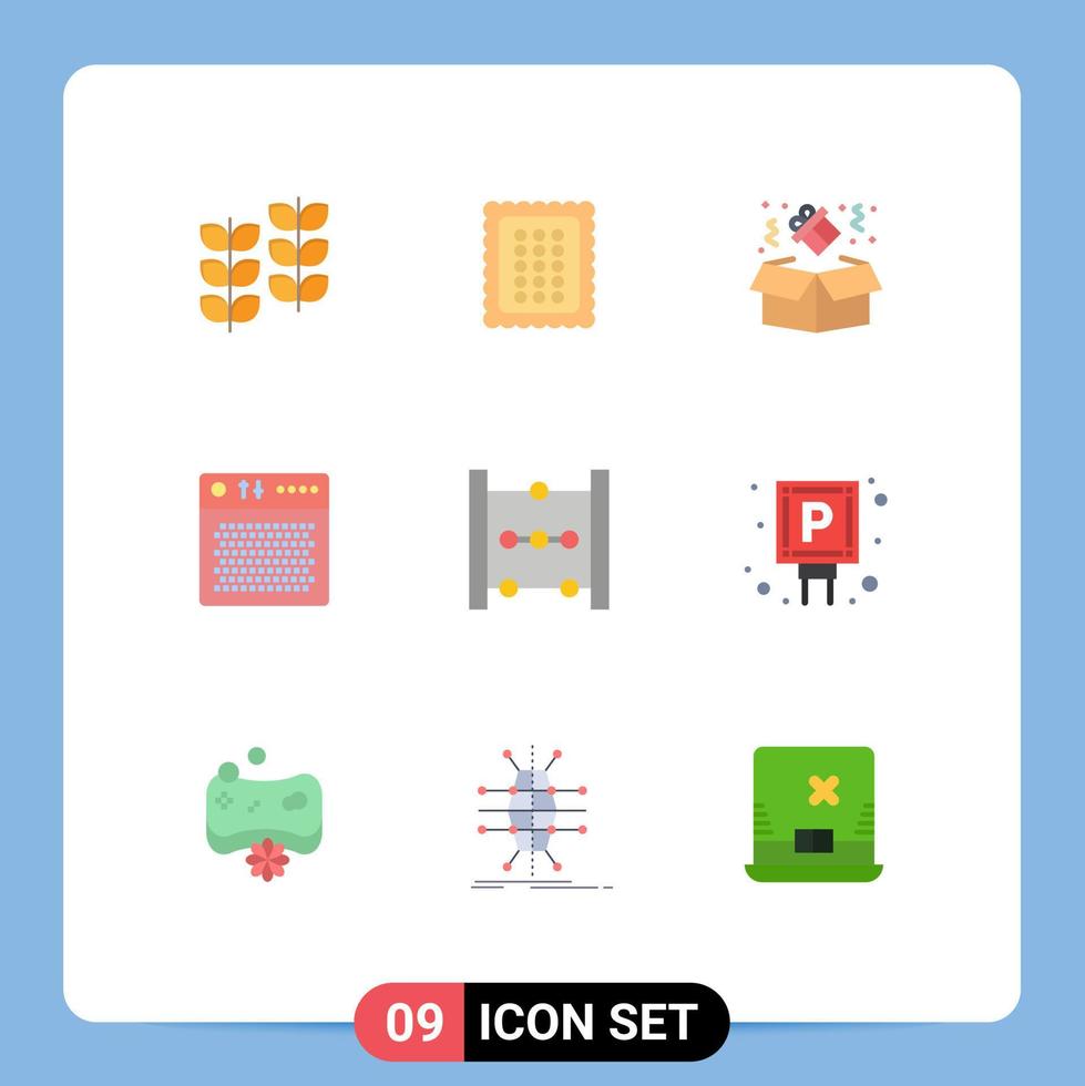 Satz von 9 kommerziellen flachen Farben Pack für abacus Multimedia Mahlzeit Gerät Verstärker editierbare Vektordesign-Elemente vektor