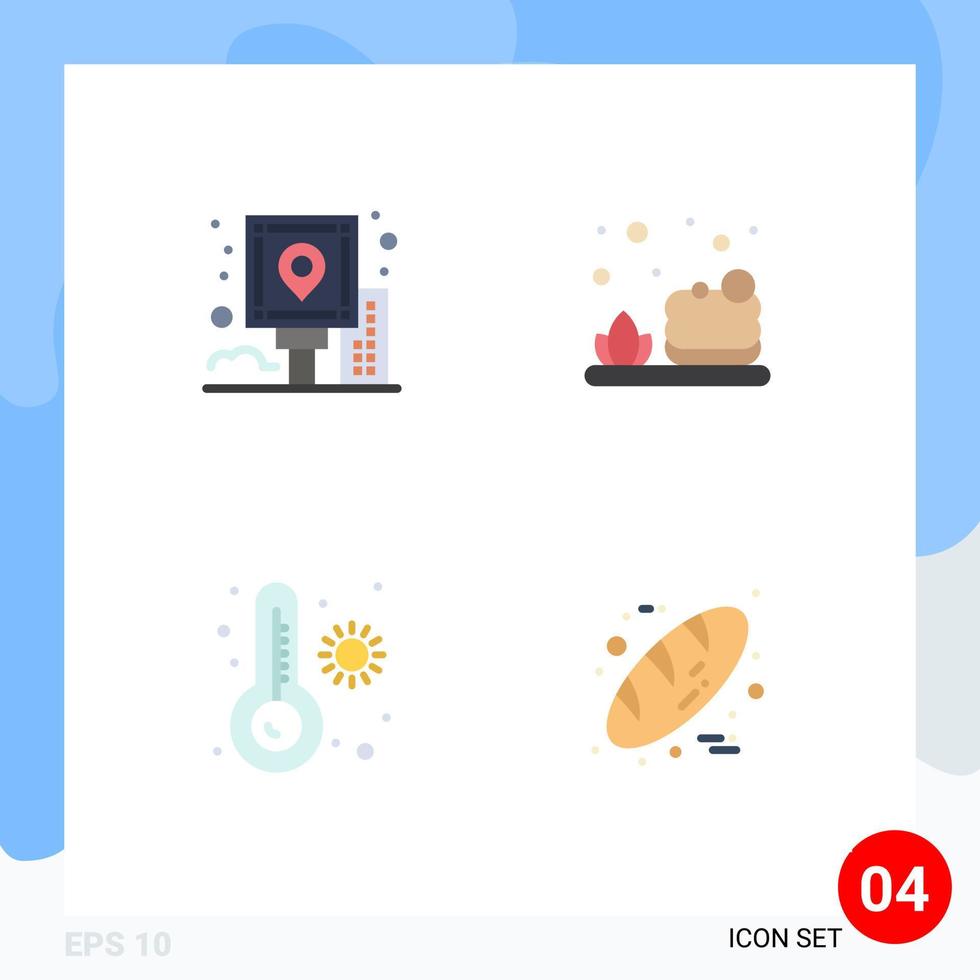 modern uppsättning av 4 platt ikoner pictograph av stad temperatur posta rengöring bakning redigerbar vektor design element