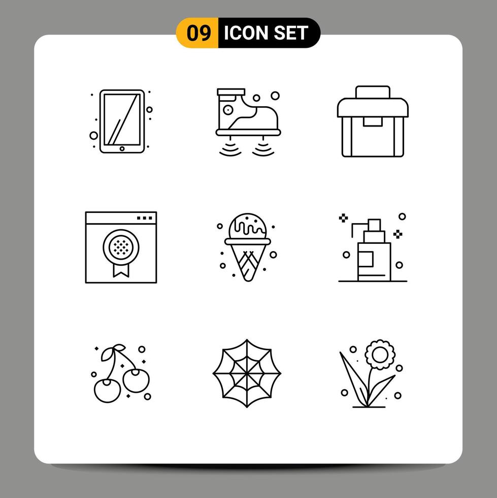 satz von 9 modernen ui-symbolen symbolzeichen für parkwassergeschäft online browser editierbare vektordesignelemente vektor