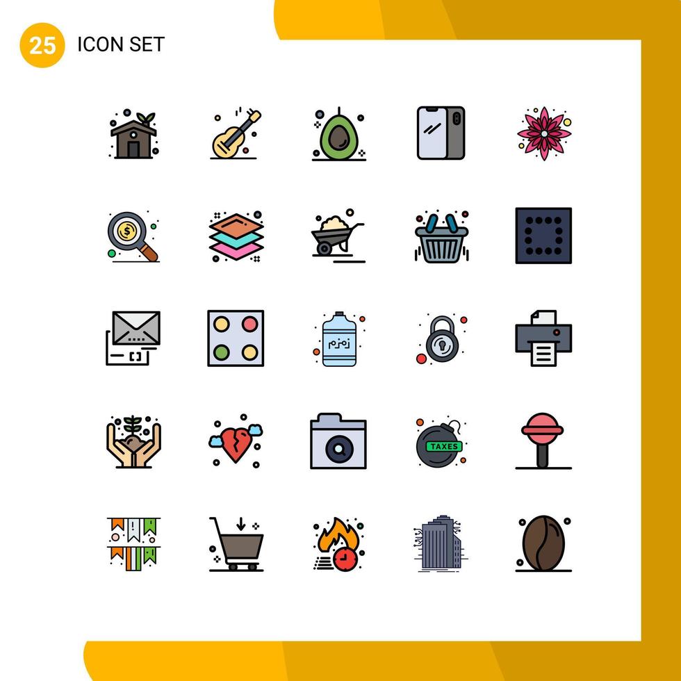 användare gränssnitt packa av 25 grundläggande fylld linje platt färger av solros iphone avokado android smart telefon redigerbar vektor design element