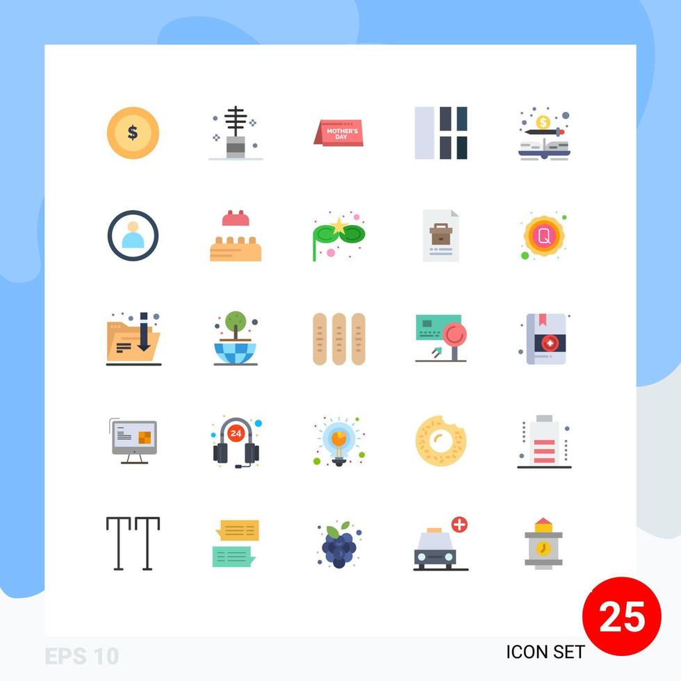 mobil gränssnitt platt Färg uppsättning av 25 piktogram av kontanter layout kalender gränssnitt collage redigerbar vektor design element