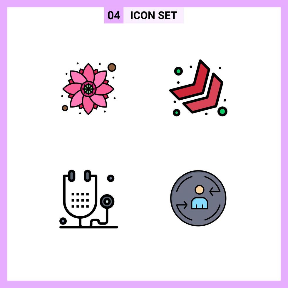 Stock Vector Icon Pack mit 4 Zeilen Zeichen und Symbolen für die Dekoration Form Party unten rechts Medizin editierbare Vektordesign-Elemente