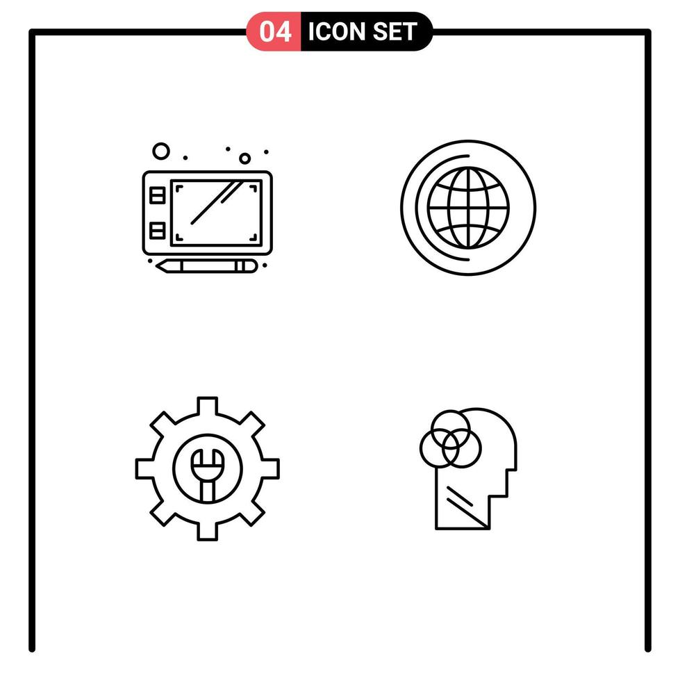 4 tematiska vektor fylld linje platt färger och redigerbar symboler av penna mänsklig intelligens utbildning redskap intelligent redigerbar vektor design element