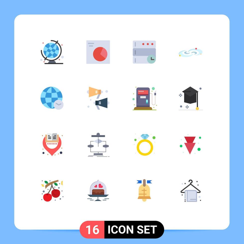16 universell platt färger uppsättning för webb och mobil tillämpningar tid internet tid klot systemet redigerbar packa av kreativ vektor design element