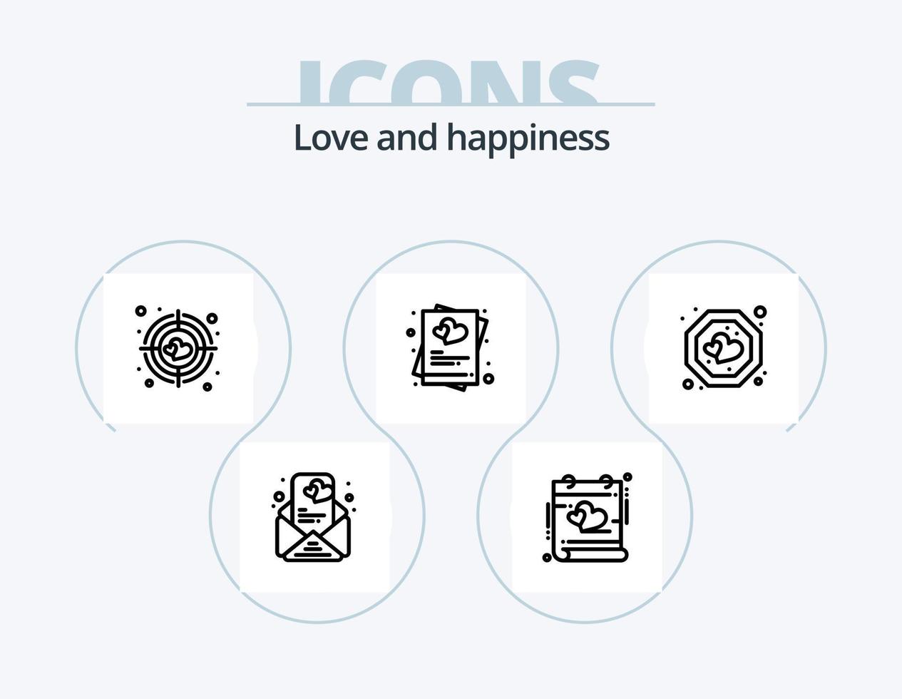 Liebeslinie Icon Pack 5 Icon Design. Liebe. Hochzeit. heilen. heiraten. einladen vektor