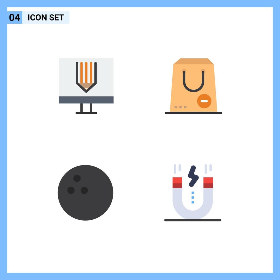 4 flaches Icon-Konzept für mobile Websites und Apps, die Kaufentwicklung und bearbeitbare Vektordesign-Elemente für den Sport codieren vektor