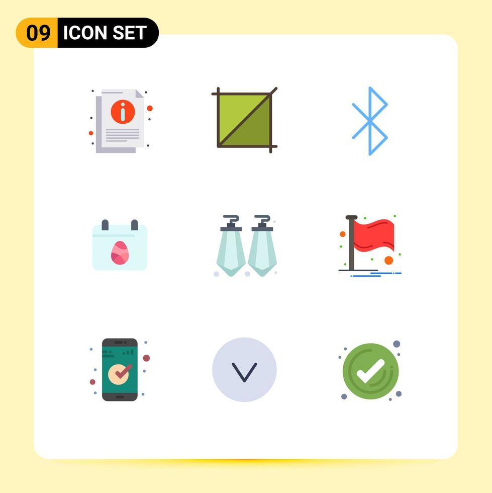 9 universelle flache Farbzeichen Symbole von Landedelsteinen Verbindungsohrringe Ostern editierbare Vektordesign-Elemente vektor