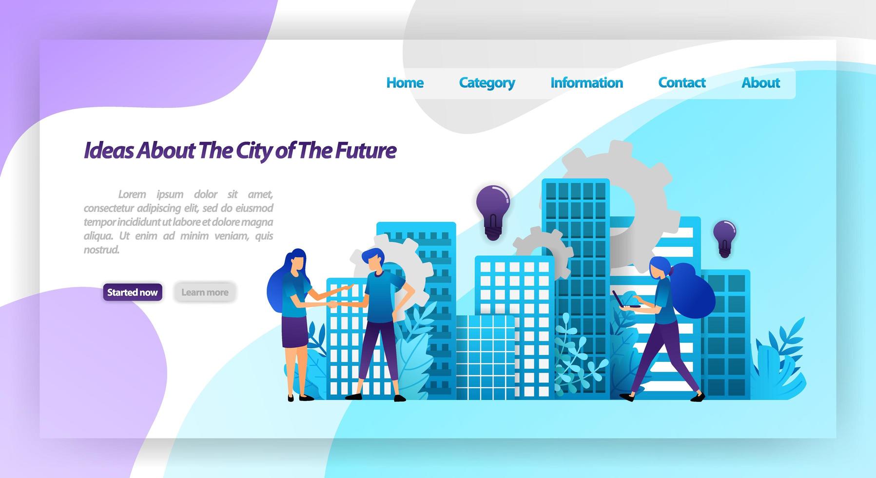 Ideen für eine bessere Stadt in der Zukunft, Smart City-Mechanismus und Zusammenarbeit mit Händeschütteln. Vektor-Illustrationskonzept für Landingpage, UIux, Web, mobile App, Poster, Banner, Website, Flyer vektor