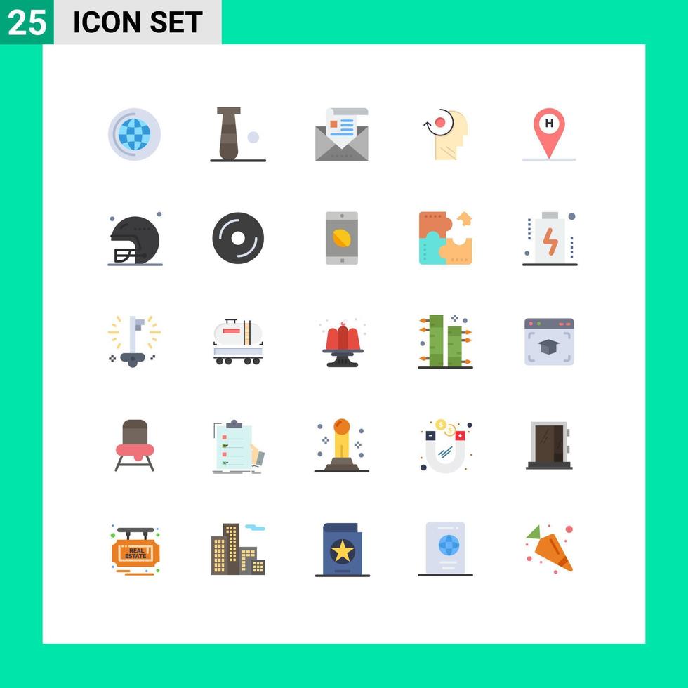 Stock Vector Icon Pack mit 25 Linienzeichen und Symbolen für die Strandhauskopfkommunikation Ihre klar bearbeitbaren Vektordesignelemente