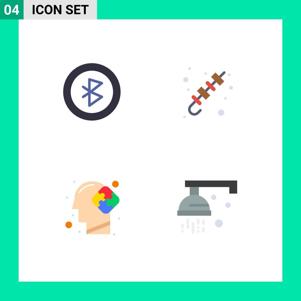 packa av 4 modern platt ikoner tecken och symboler för webb skriva ut media sådan som Blåtand sinne utegrill grillad mat pussel redigerbar vektor design element