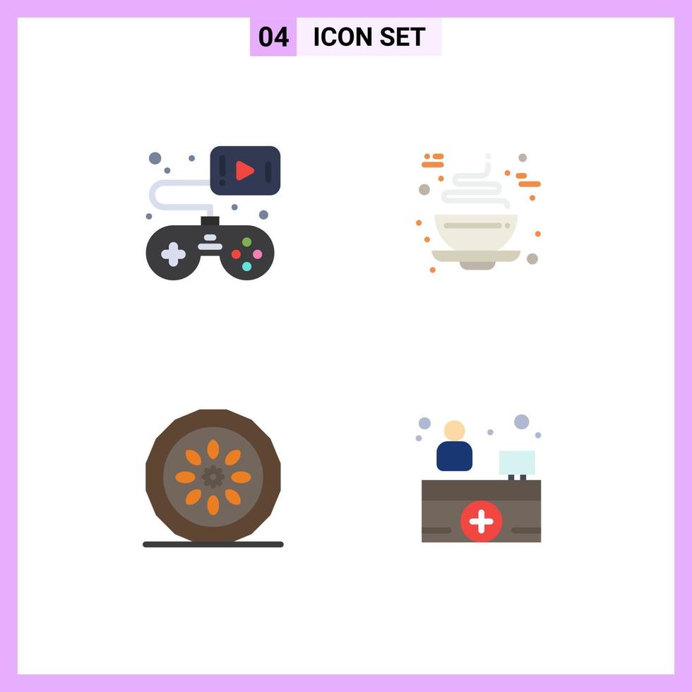 4 kreativ ikoner modern tecken och symboler av kontrollant middag video spel kopp kök redigerbar vektor design element