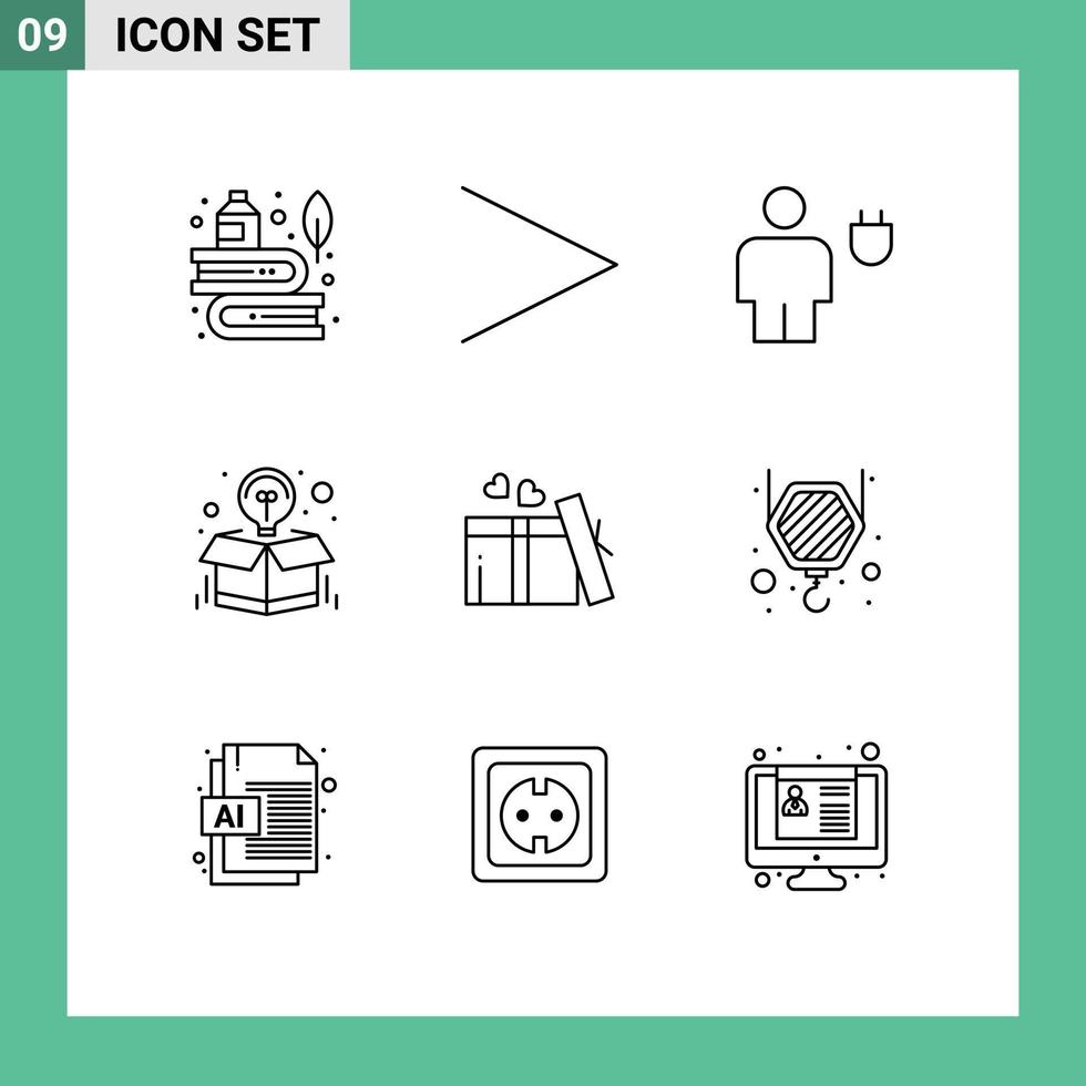 uppsättning av 9 modern ui ikoner symboler tecken för erbjudande aning avatar kreativ kraft redigerbar vektor design element