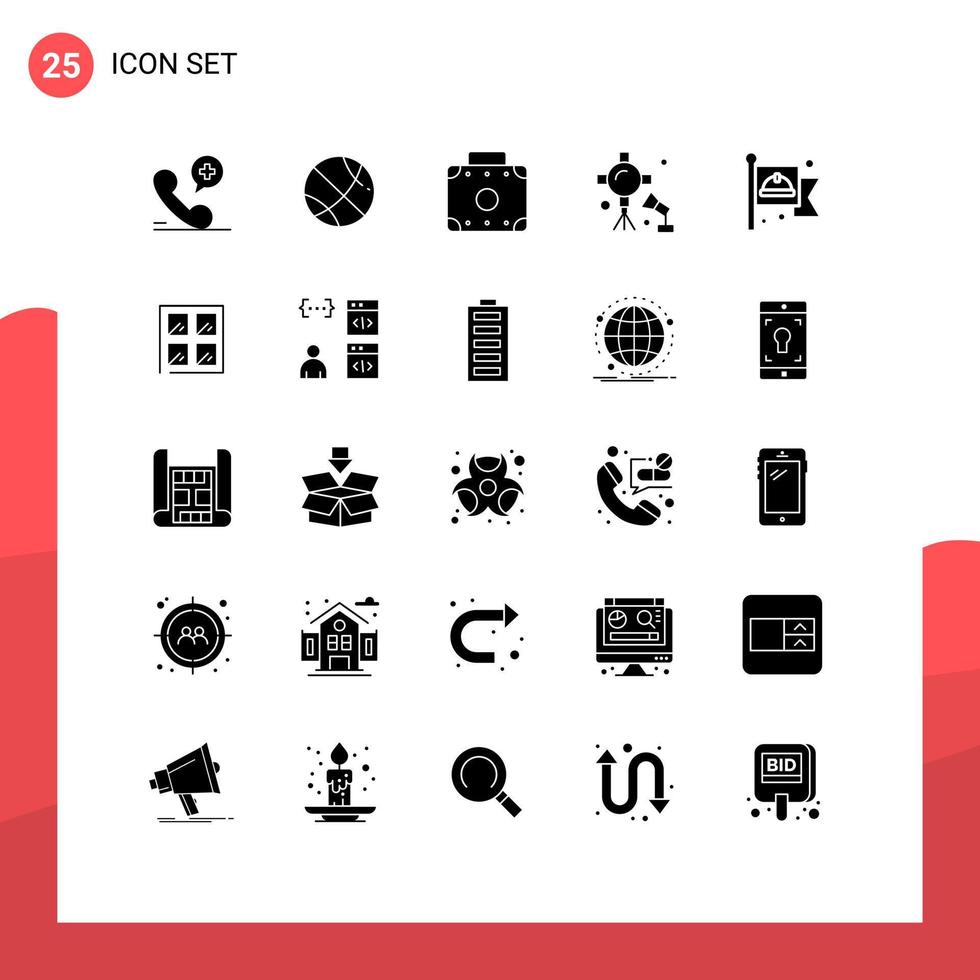 Aktienvektor-Icon-Pack mit 25 Zeilenzeichen und Symbolen für arbeitskommunistische Gepäckstudio-Lichter im Rampenlicht editierbare Vektordesign-Elemente vektor