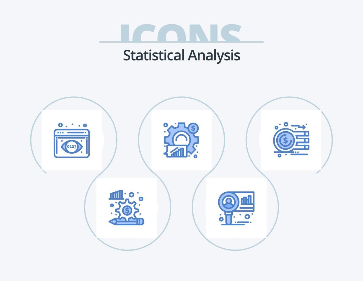 statistisk analys blå ikon packa 5 ikon design. valuta. statistisk. analys övervakning. Graf. analys vektor