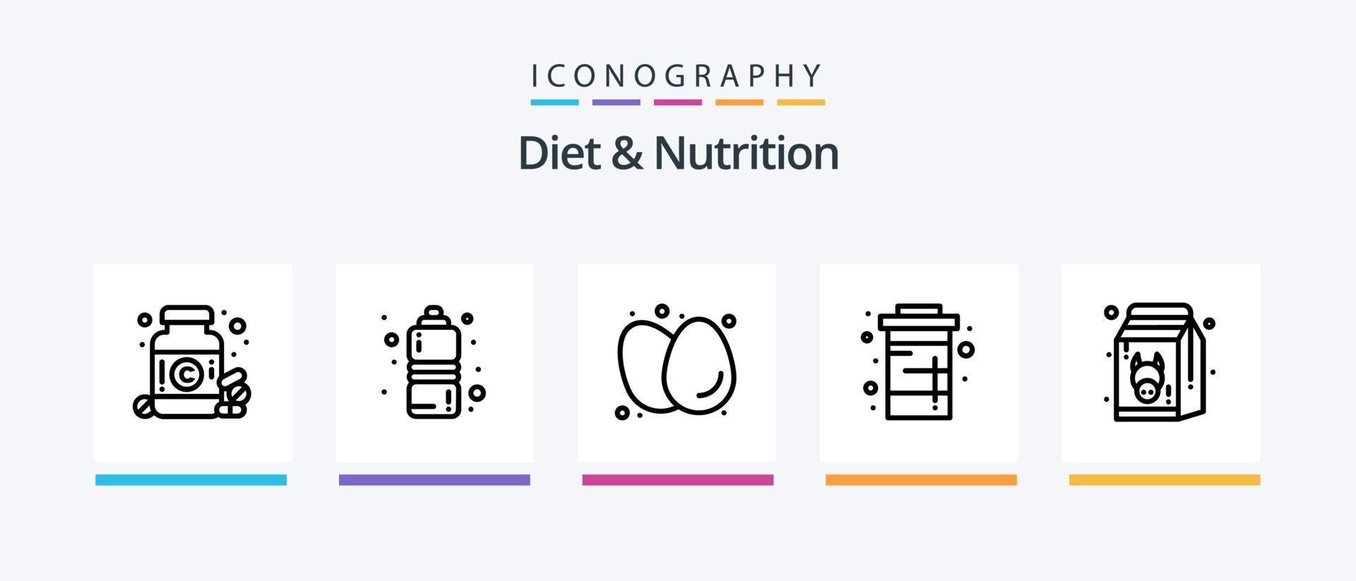 Diät- und Ernährungslinie 5 Icon Pack mit Kirschen. Gemüse. Diät. Gesundheit. Apfel. kreatives Symboldesign vektor