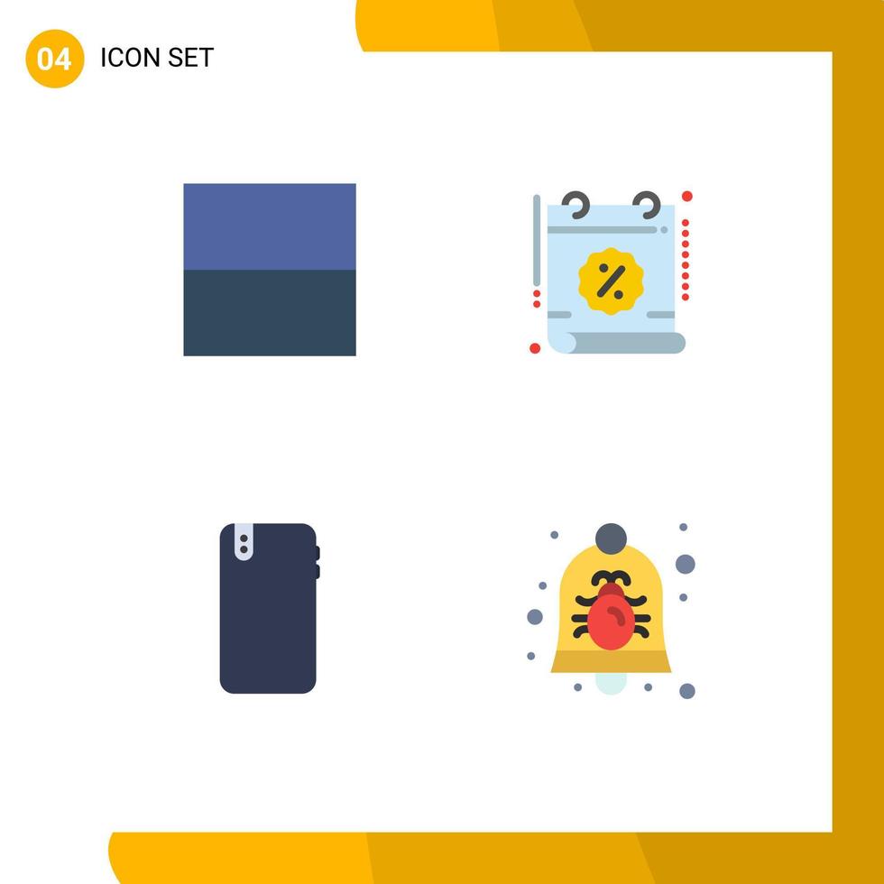 Stock Vector Icon Pack mit 4 Zeilen Zeichen und Symbolen für Grid Smartphone Kalender Zeit Android editierbare Vektordesign-Elemente