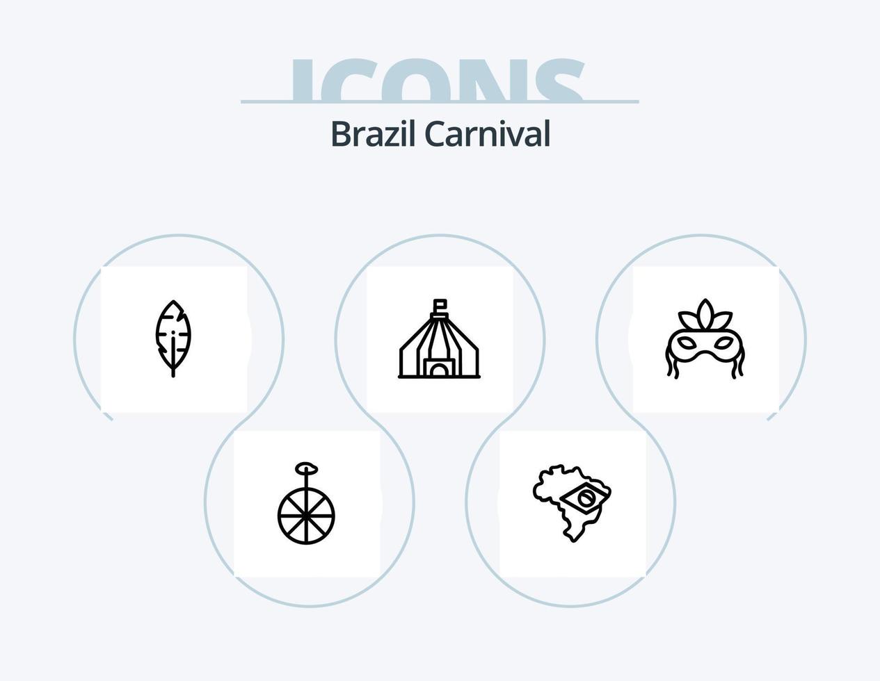 Brasilien Karneval Linie Icon Pack 5 Icon Design. venezianisch. Maske. Christus. Feier. brasilianisch vektor