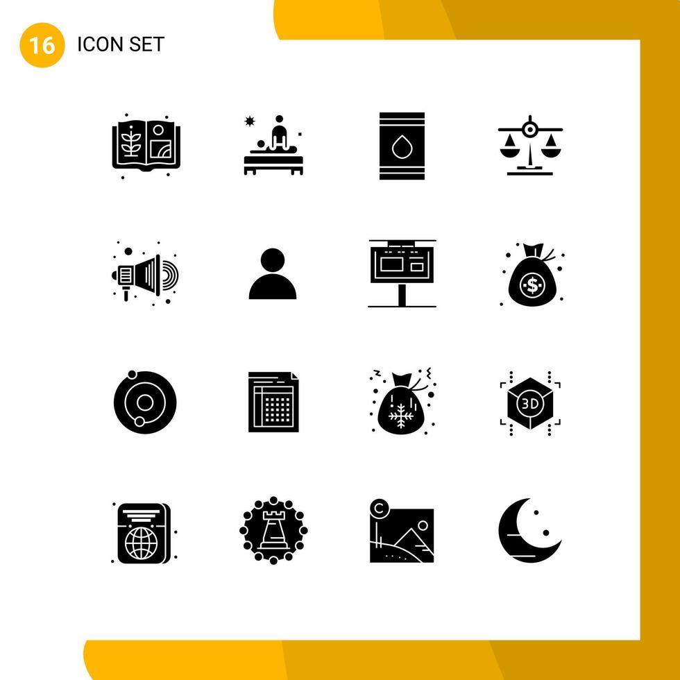 uppsättning av 16 modern ui ikoner symboler tecken för annonsera lag tunna rättvisa eco redigerbar vektor design element