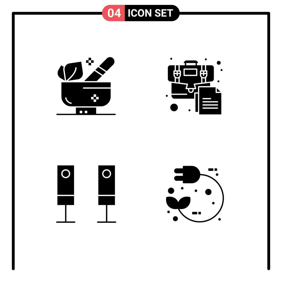 4 kreativ ikoner modern tecken och symboler av ört- elektrisk wellness företag systemet redigerbar vektor design element