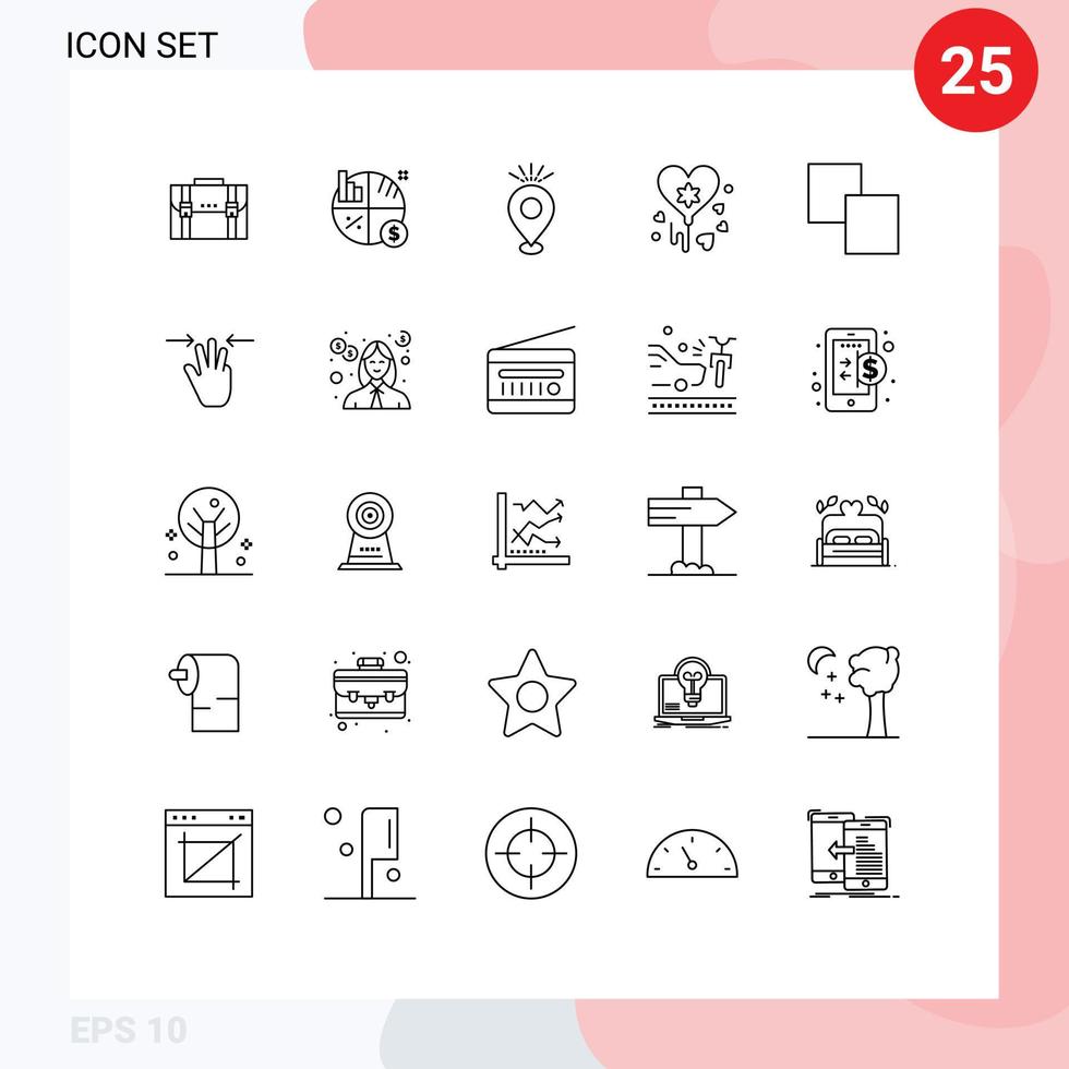 25 Benutzeroberflächen-Linienpaket mit modernen Zeichen und Symbolen für bearbeitbare Vektordesign-Elemente für Geburtstagskarteninvestitionen vektor