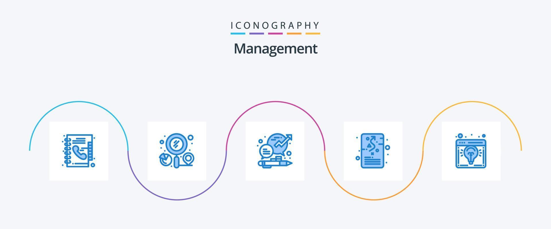 förvaltning blå 5 ikon packa Inklusive planera. förvaltning. företag. mål. förvaltning vektor