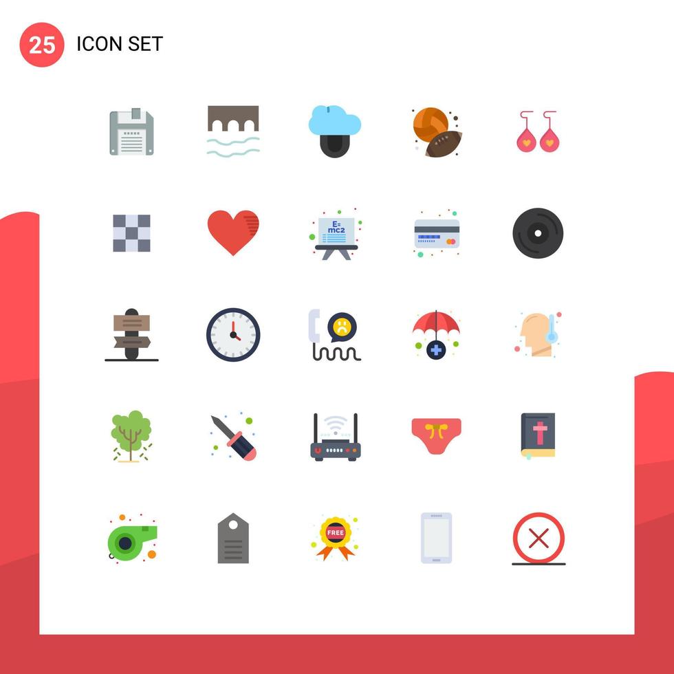 universell ikon symboler grupp av 25 modern platt färger av hjärta örat datoranvändning hobby baseboll redigerbar vektor design element