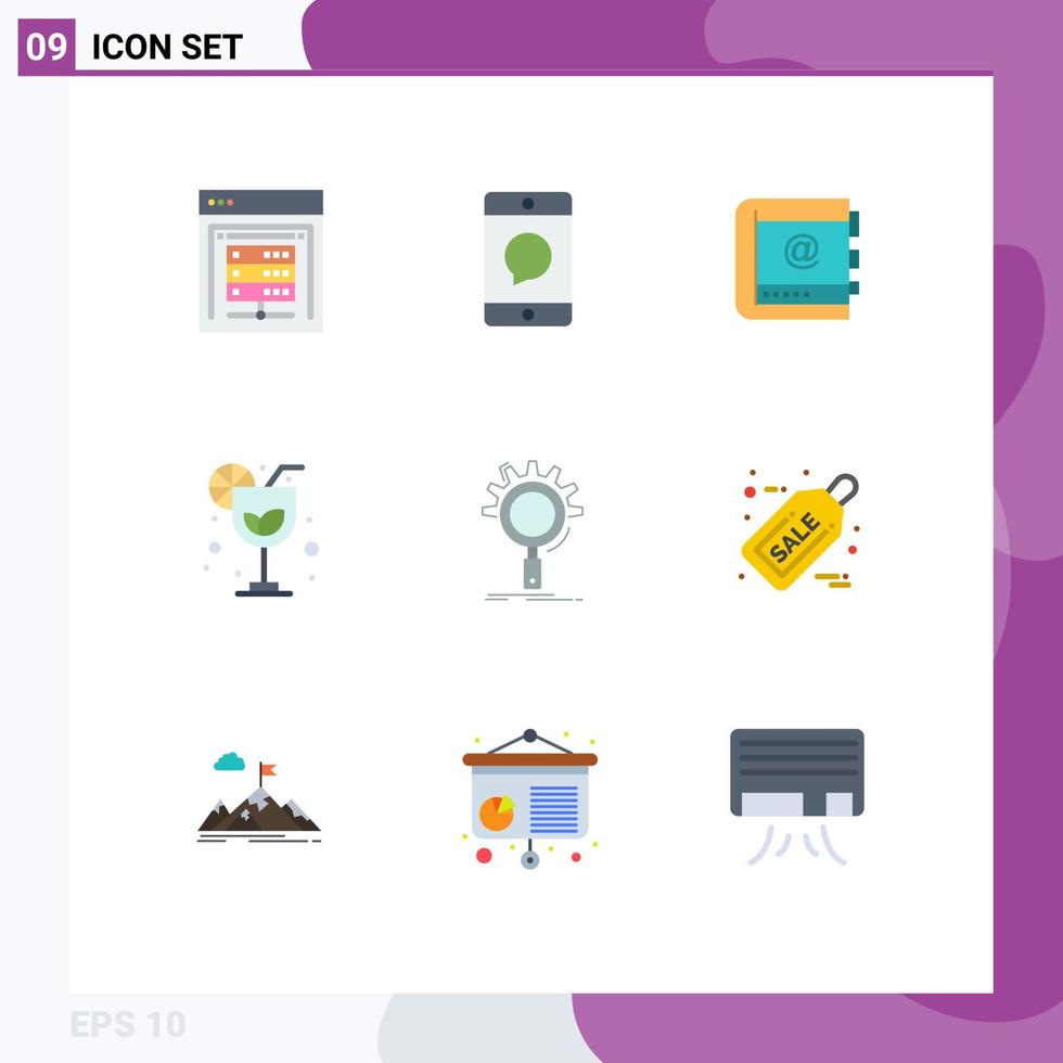 9 universell platt färger uppsättning för webb och mobil tillämpningar Semester telefon mobil telefon kontakter redigerbar vektor design element