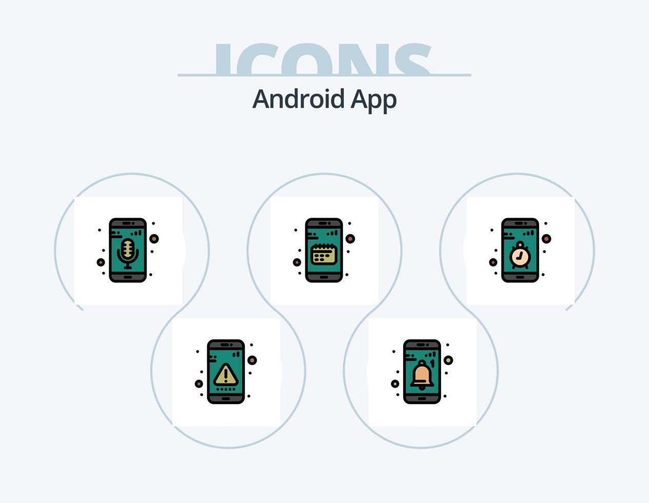 Android-App-Linie gefüllt Icon Pack 5 Icon-Design. GPS. Telefon. App. App. Android vektor