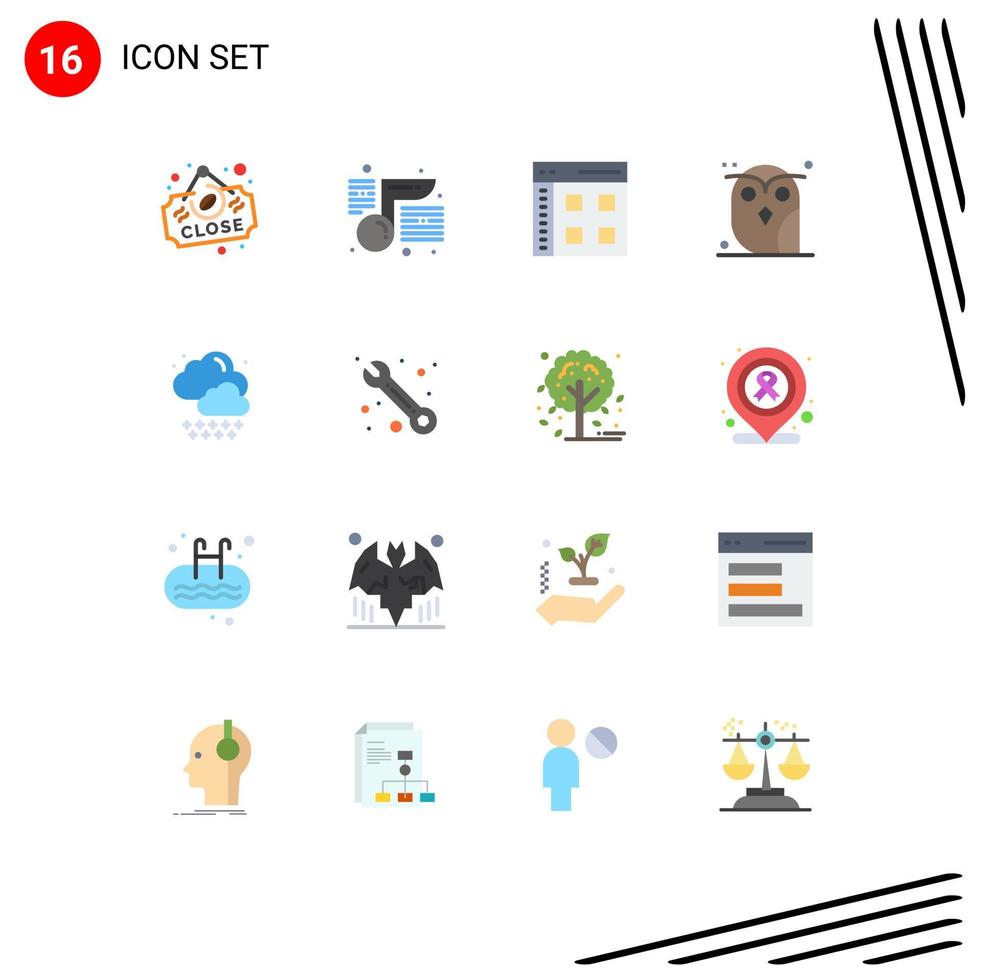 grupp av 16 modern platt färger uppsättning för studie natt app fågel webb redigerbar packa av kreativ vektor design element
