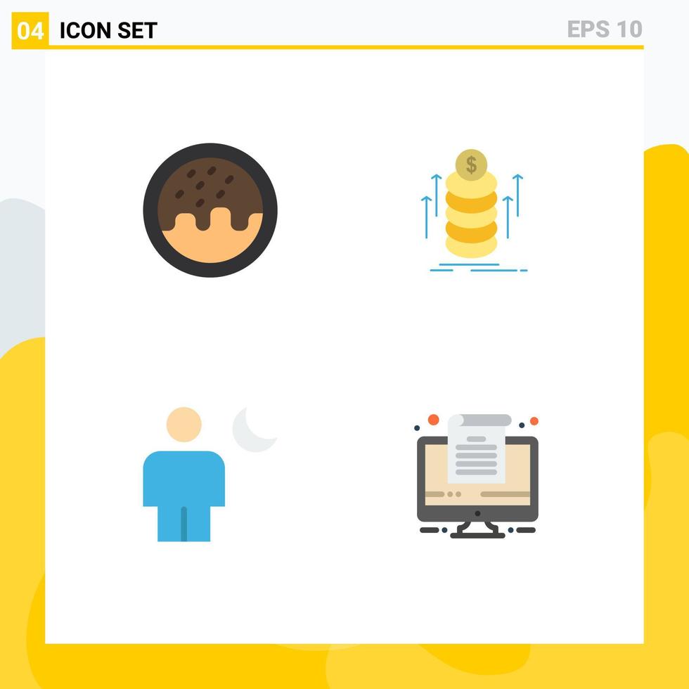 redigerbar vektor linje packa av 4 enkel platt ikoner av efterrätt mänsklig pengar mynt natt redigerbar vektor design element
