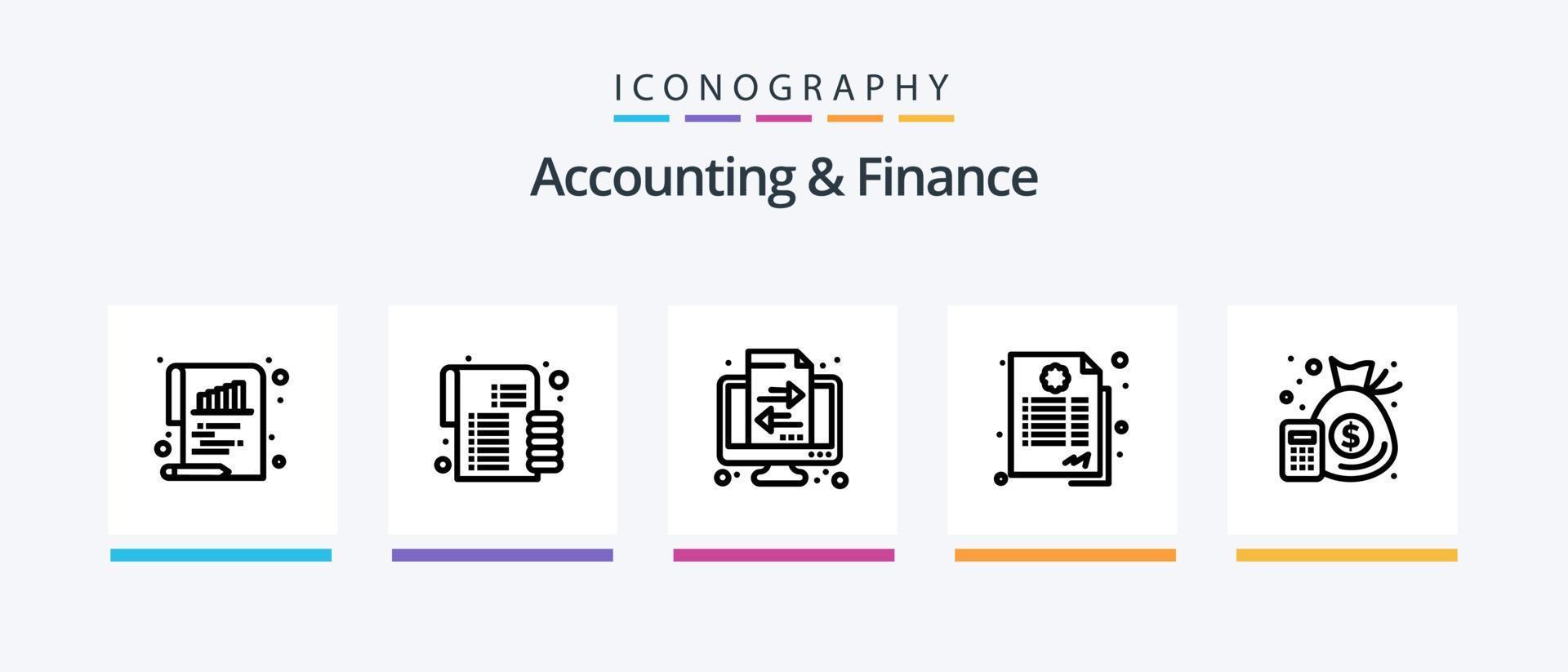 Accounting and Finance Line 5 Icon Pack inklusive Focus. Tore. Darlehen. Darts. Kuchen. kreatives Symboldesign vektor