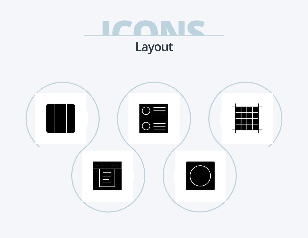 Layout-Glyphen-Icon-Pack 5 Icon-Design. . Linie. Netz. Layout. Radio knopf vektor
