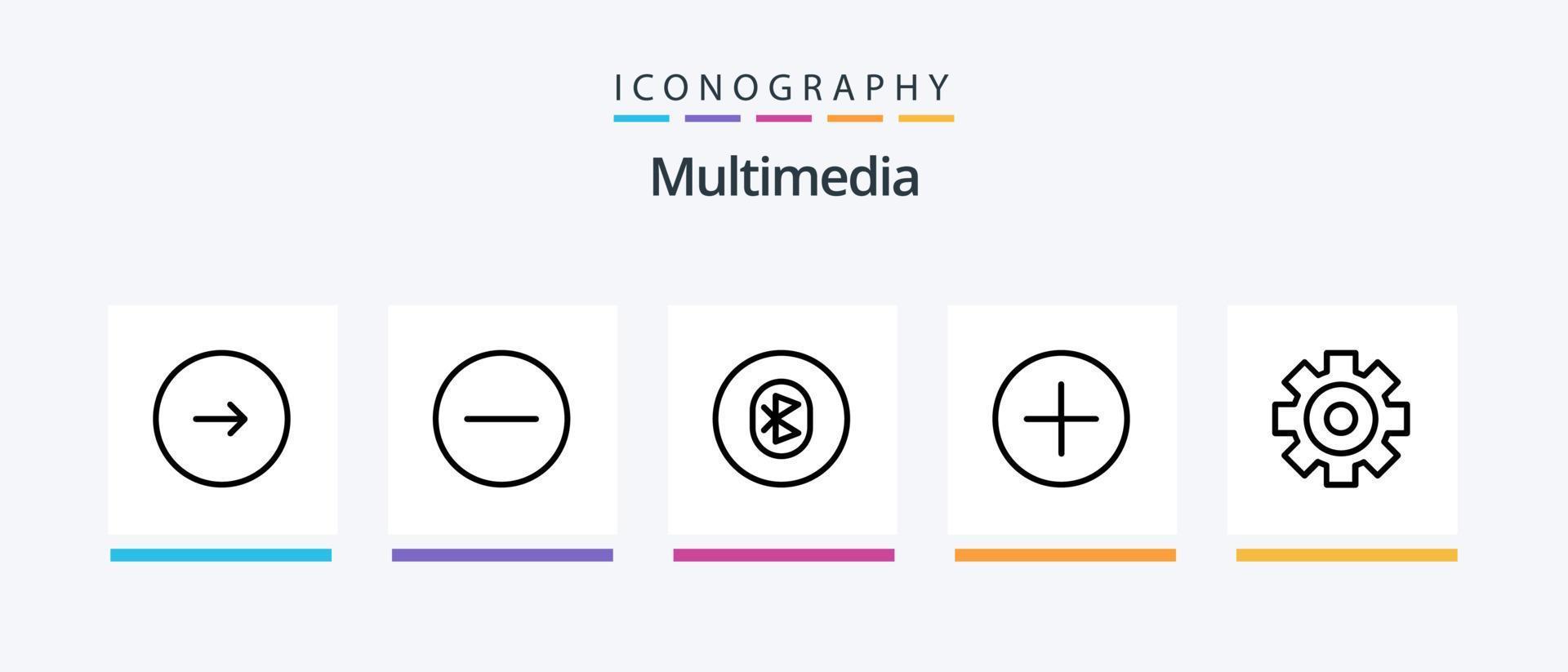 multimedia linje 5 ikon packa Inklusive media. multimedia. multimedia. media spelare. ta bort. kreativ ikoner design vektor