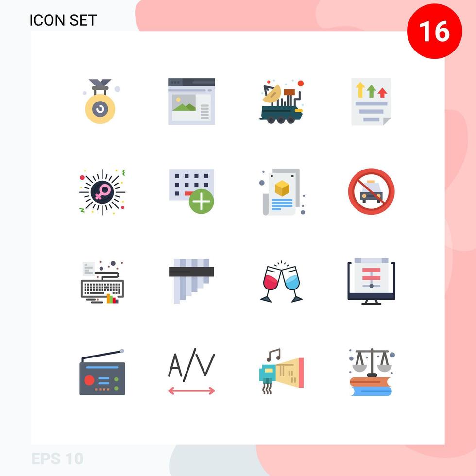 redigerbar vektor linje packa av 16 enkel platt färger av papper fil Galleri data signal redigerbar packa av kreativ vektor design element