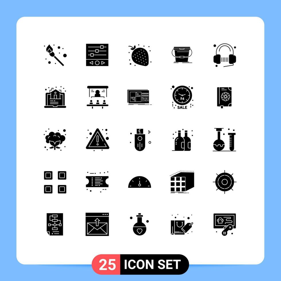 modern uppsättning av 25 fast glyfer pictograph av service kund jordgubb vatten rengöring redigerbar vektor design element