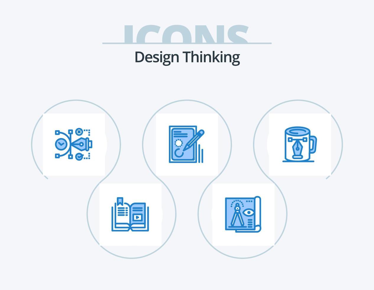 design tänkande blå ikon packa 5 ikon design. dokumentera. redigera. papper. redigerbar. konst vektor