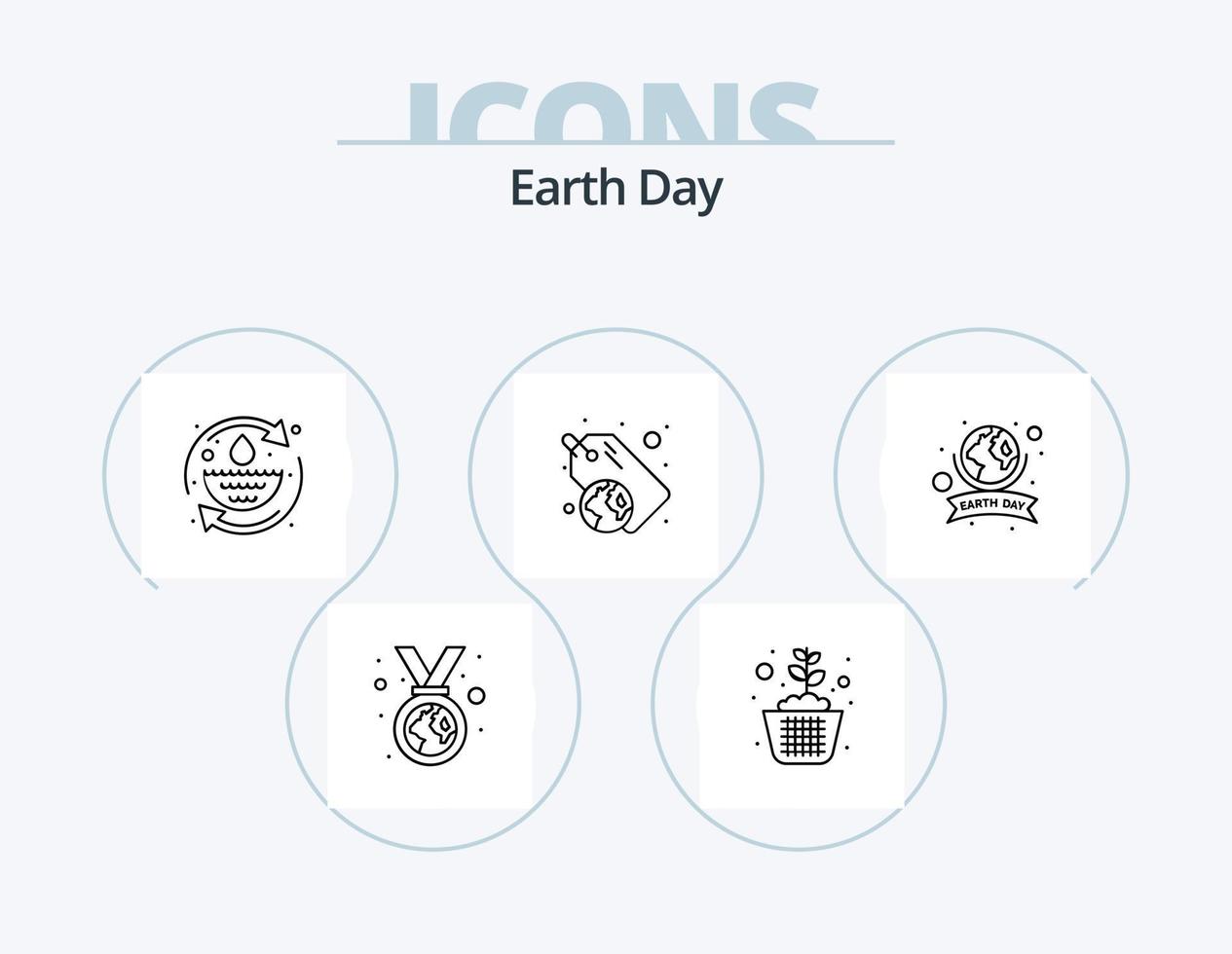 Earth Day Line Icon Pack 5 Icon Design. Erde. Blatt. Pflege. grüne Energie. Ökologie vektor