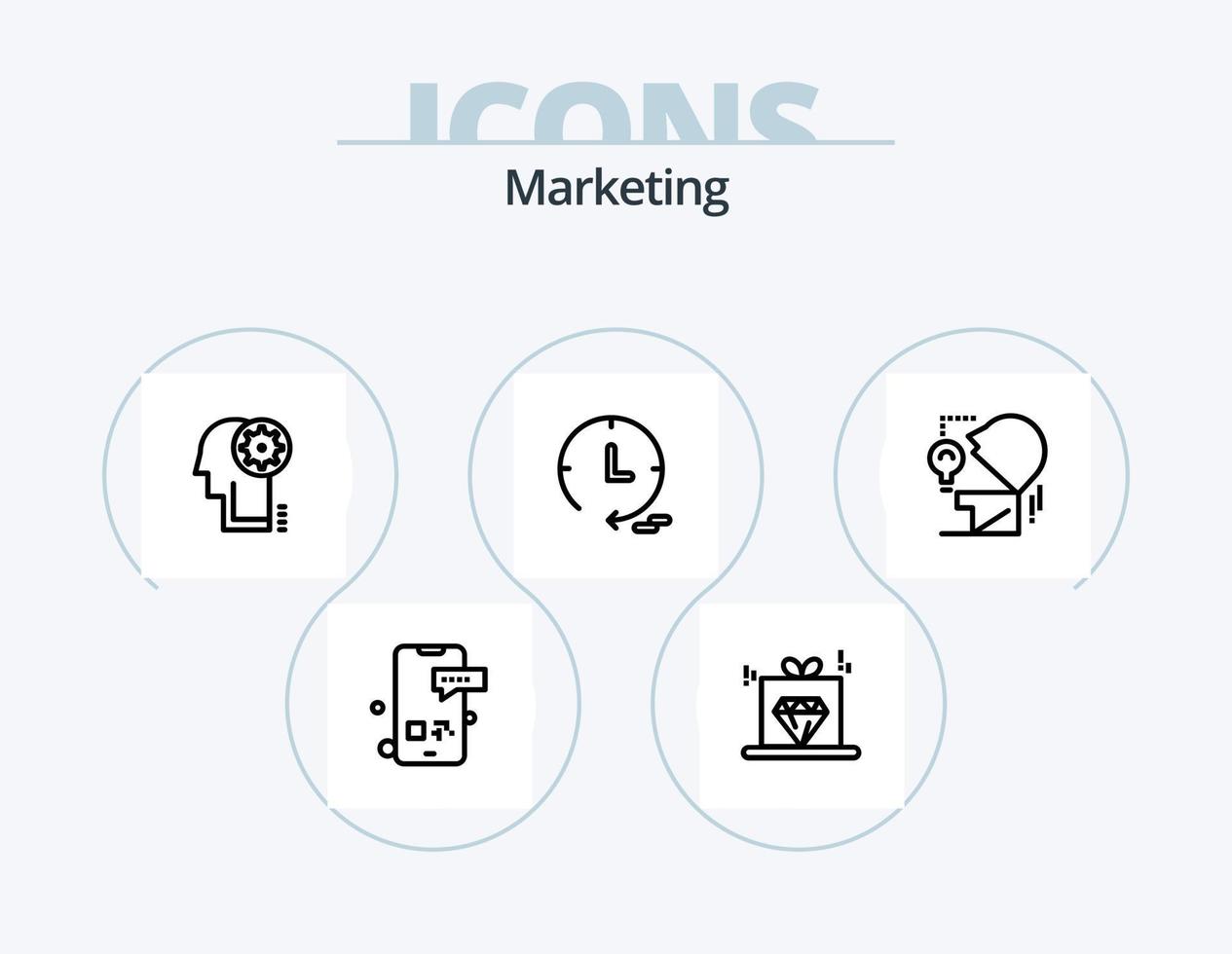 Marketing-Linie Icon Pack 5 Icon-Design. . Ausrüstung. Marketing. Zahnrad. Marketing vektor