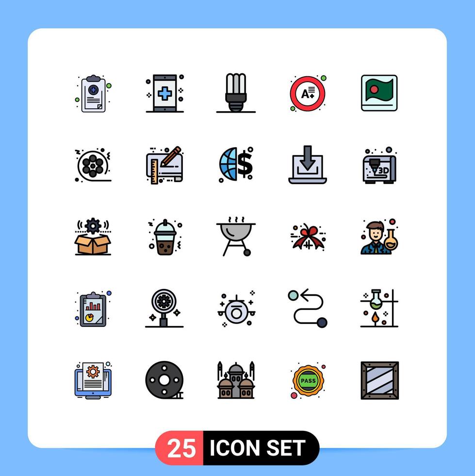 piktogram uppsättning av 25 enkel fylld linje platt färger av flagga resultat form kvalitet ljus redigerbar vektor design element